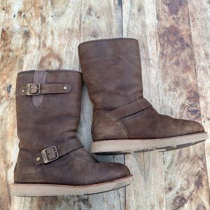 UGG Boots Kensington II Leather Double Buckle Brown 1004144